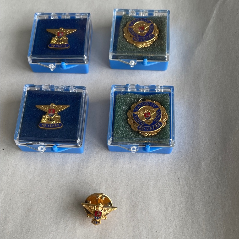 Vintage Slovak Catholic Sokol Fraternal Pins - Set of 5